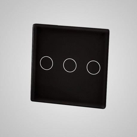 Włącznik dotykowy Touchme: mały panel dotykowy 47x47mm szklany, łącznik potrójny, czarny