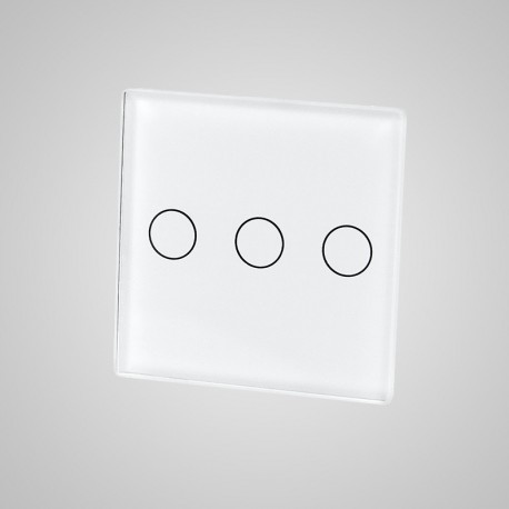 Włącznik dotykowy Touchme: mały panel dotykowy 47x47mm szklany, łącznik potrójny, biały