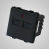 Gniazdo z 2 niezależnymi złączami USB, przesłony, lampka sygnalizacyjna, czarne