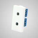 Moduł 1/2, gniazdo podwójne słuchawkowe stereo, białe