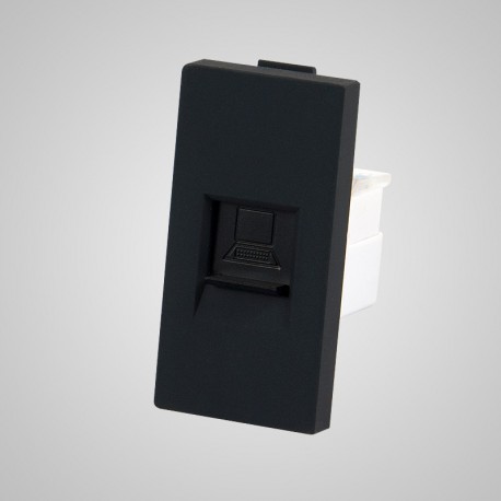 Moduł 1/2, gniazdo komputerowe RJ45, czarne