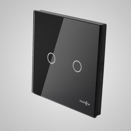 Włączniki dotykowe Touchme: duży panel dotykowy 86x86mm szklany, łącznik podwójny, czarny