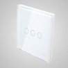 Duży panel dotykowy 86x86mm szklany, łącznik potrójny, biały